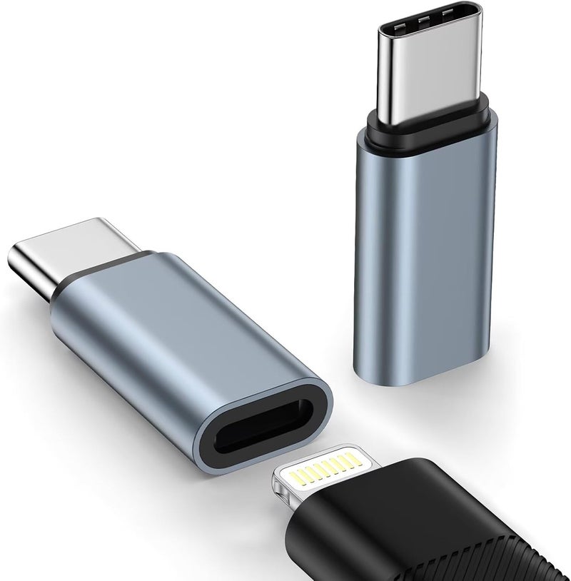 KIPOZI عبوة 2 [معتمدة من Apple MFi] محول Lightning إلى USB C لجهاز iPhone 17/Air/17 Pro/17 Pro Max/16e/16 Pro Max/16 Plus، محول USB Type C إلى Lightning للشحن السريع ومزامنة البيانات، غير مخصص لسماعات الرأس/الصوت/OTG - Image 1